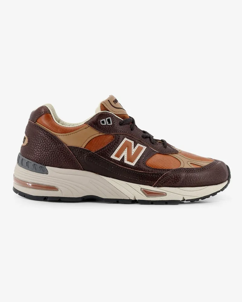 New Balance 991 leather sneakers with side logo -  - gender_Man Brown