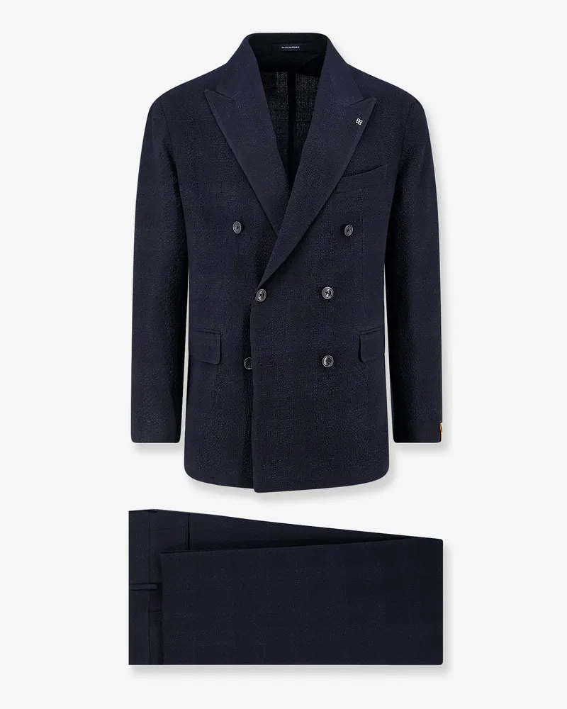 Tagliatore Double-breasted stretch virgin wool suit -  - gender_Man Blue