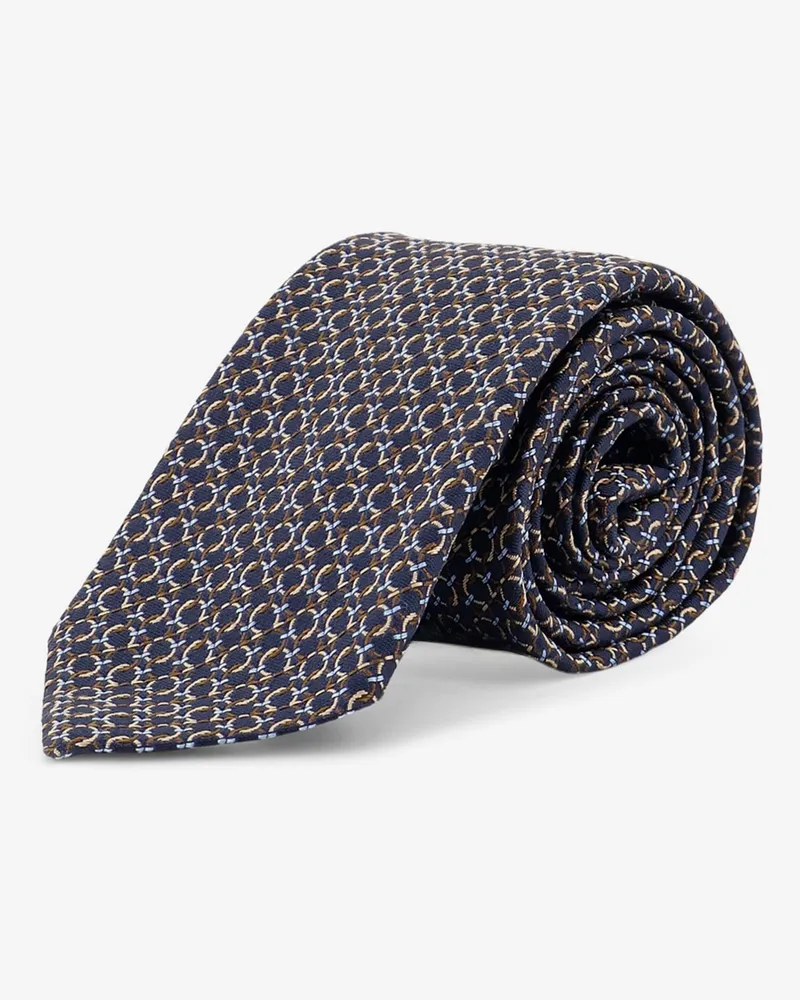 Ferragamo Crema silk tie with Intreccio print -  - gender_Man Brown