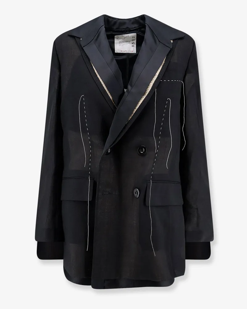 Sacai Silk and organza blazer -  - gender_Woman Black