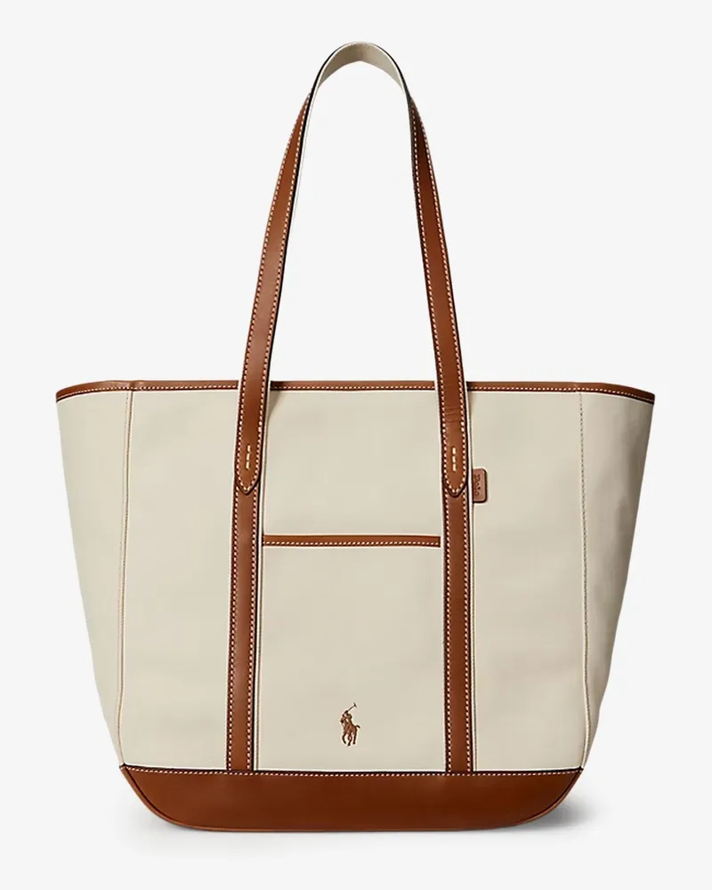 Ralph Lauren Canvas shopping bag with embroidered logo -  - gender_Woman Beige