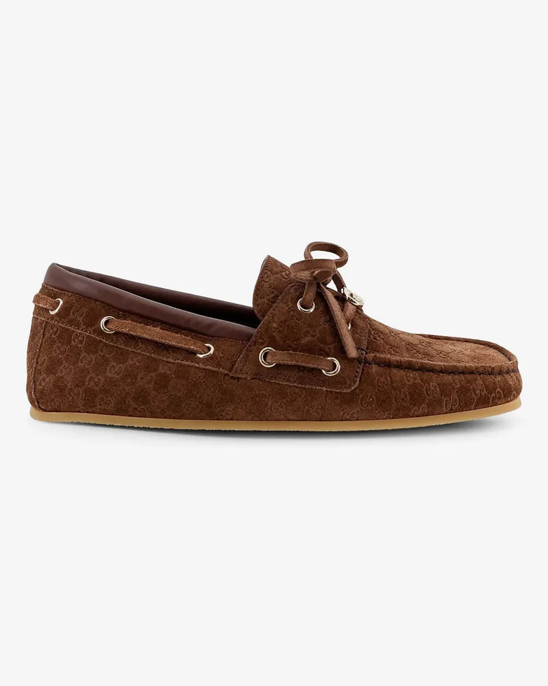 Gucci Suede loafers with all-over GG logo -  - gender_Woman Brown
