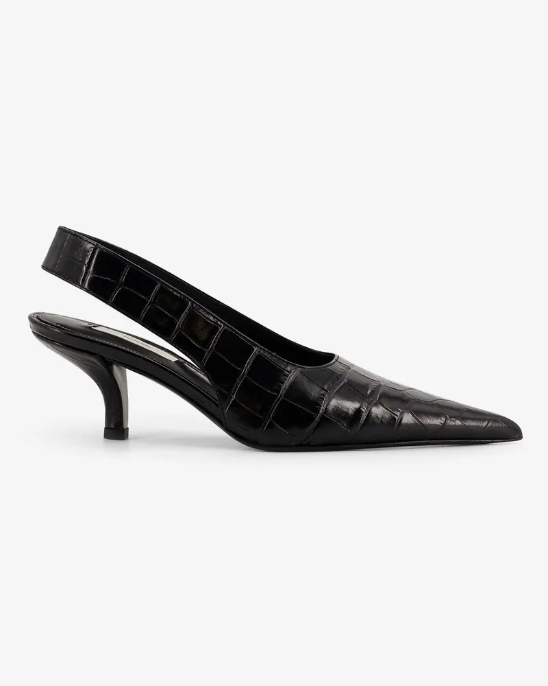 Totême Leather slingback pumps with croco effect -  - gender_Woman Black