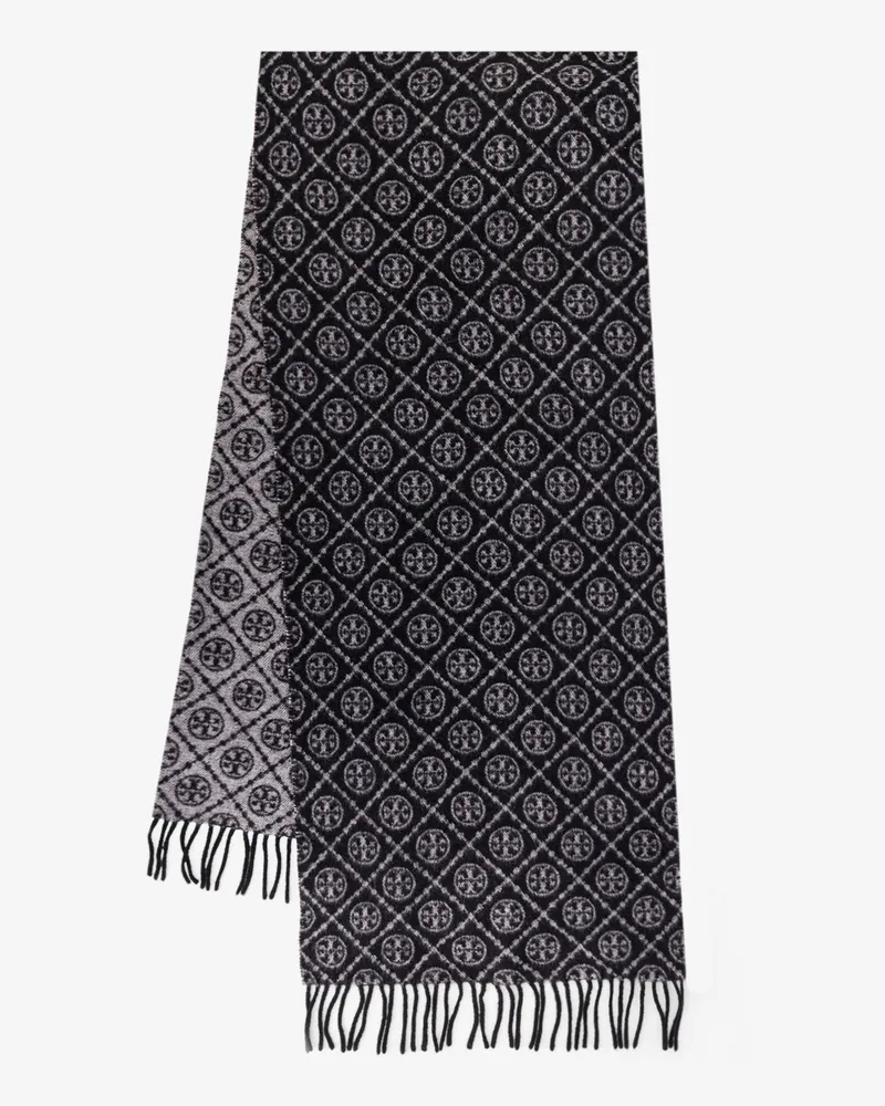 Tory Burch T Monogram Oblong wool and cashmere scarf -  - gender_Woman Black