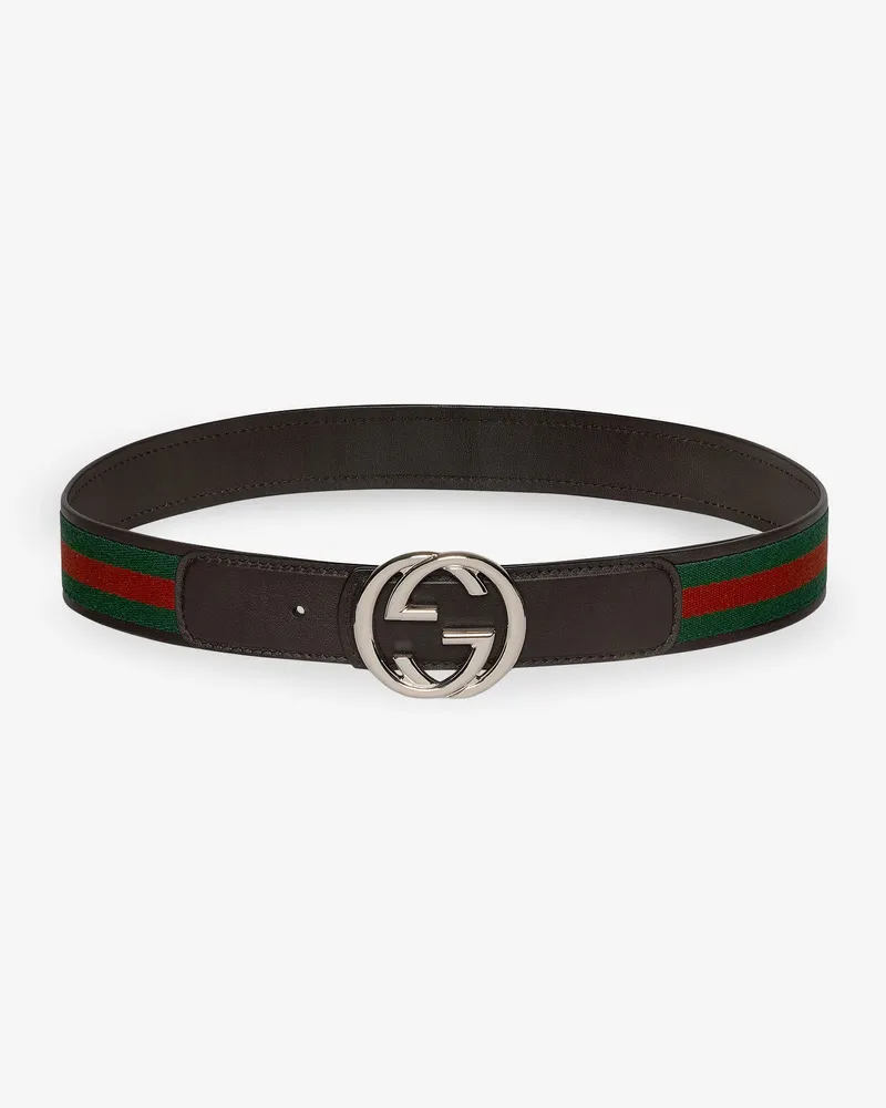 Gucci Web Fabric and leather belt -  - gender_Man Brown