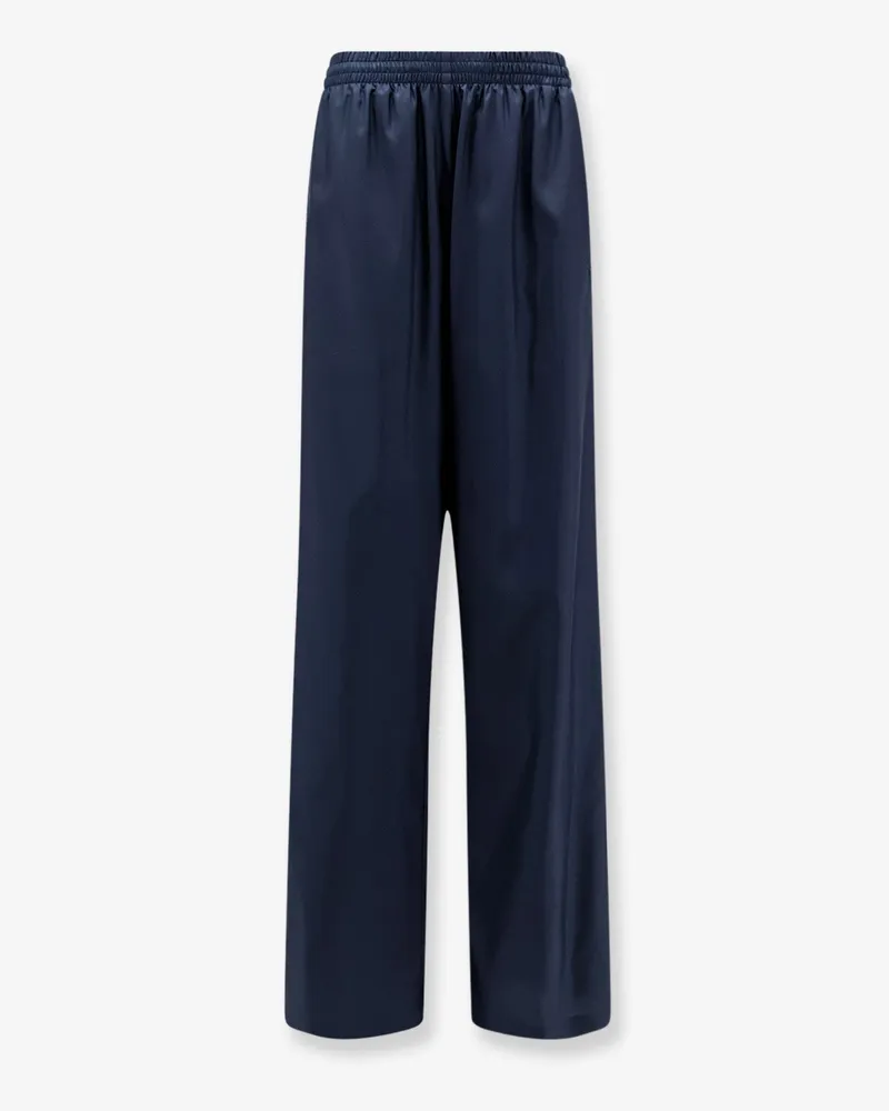 Gucci Technical silk poplin trousers with Web ribbon -  - gender_Woman Blue