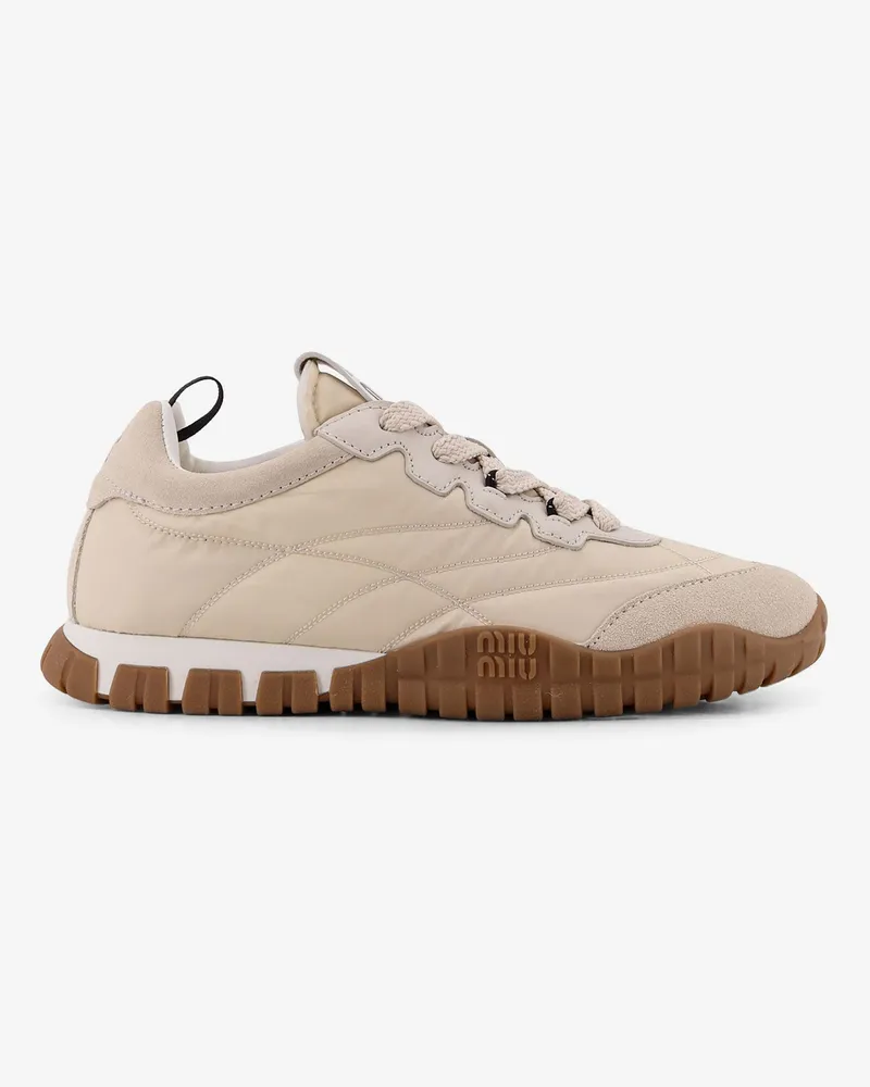 Miu Miu Tyre sneakers in technical fabric and suede -  - gender_Woman Beige