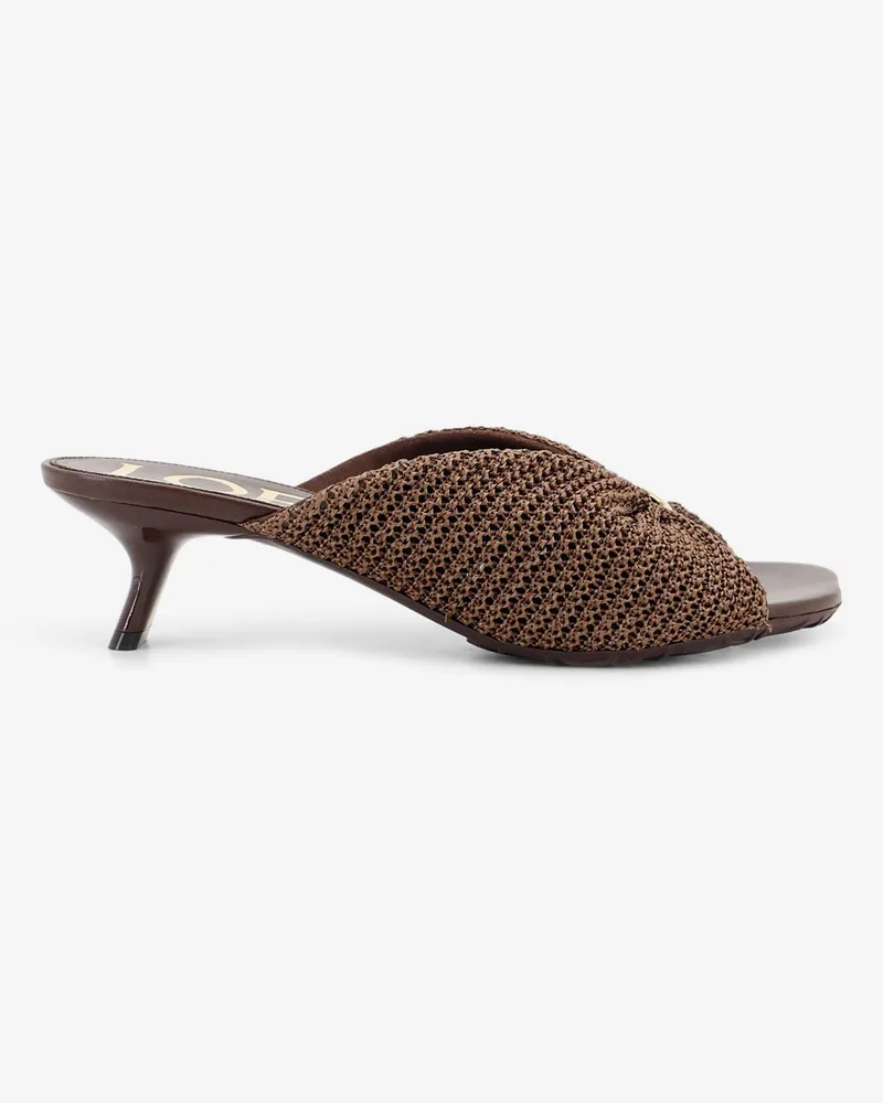 Loewe Paula's Ibiza - Pebble raffia effect sandals with metal logo detail -  - gender_Woman Brown