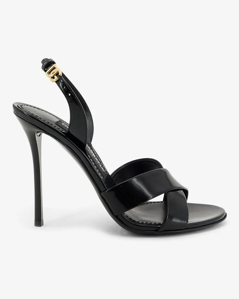 Dolce & Gabbana Keira shiny calfskin leather sandals -  - gender_Woman Black