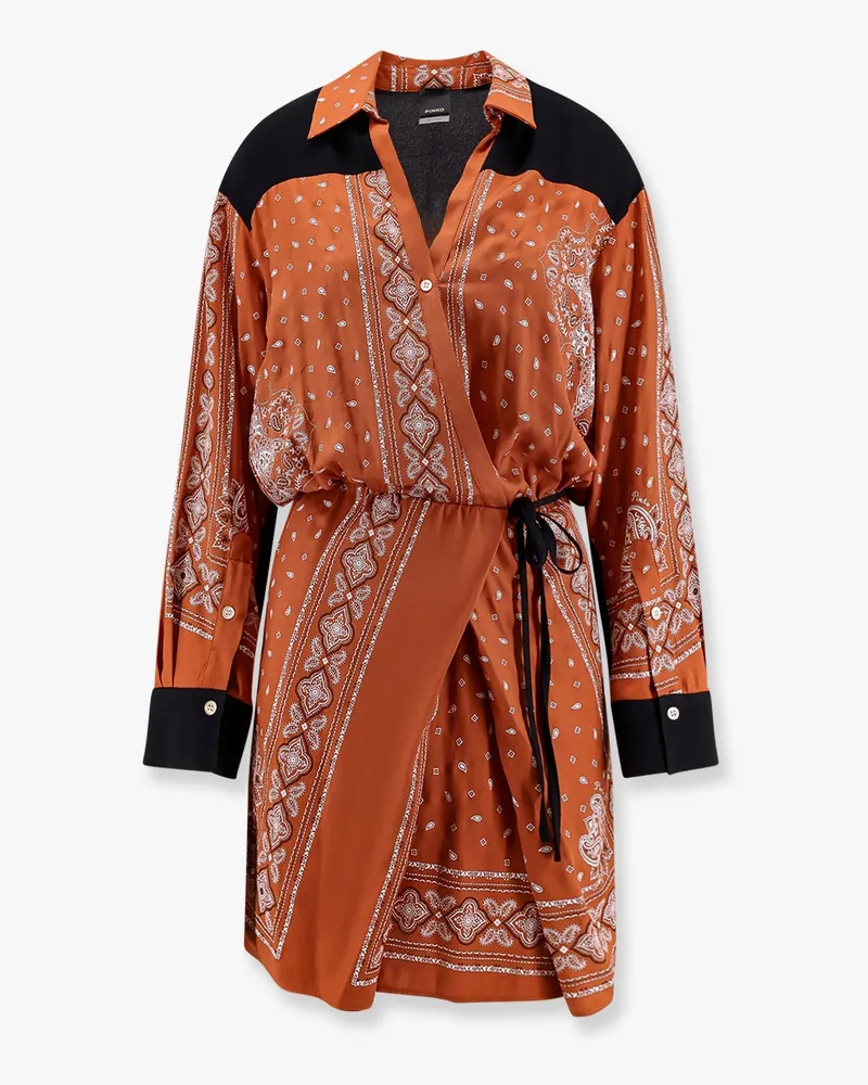 Pinko Mesopotamia viscose dress with bandana print and georgette profiles -  - gender_Woman 