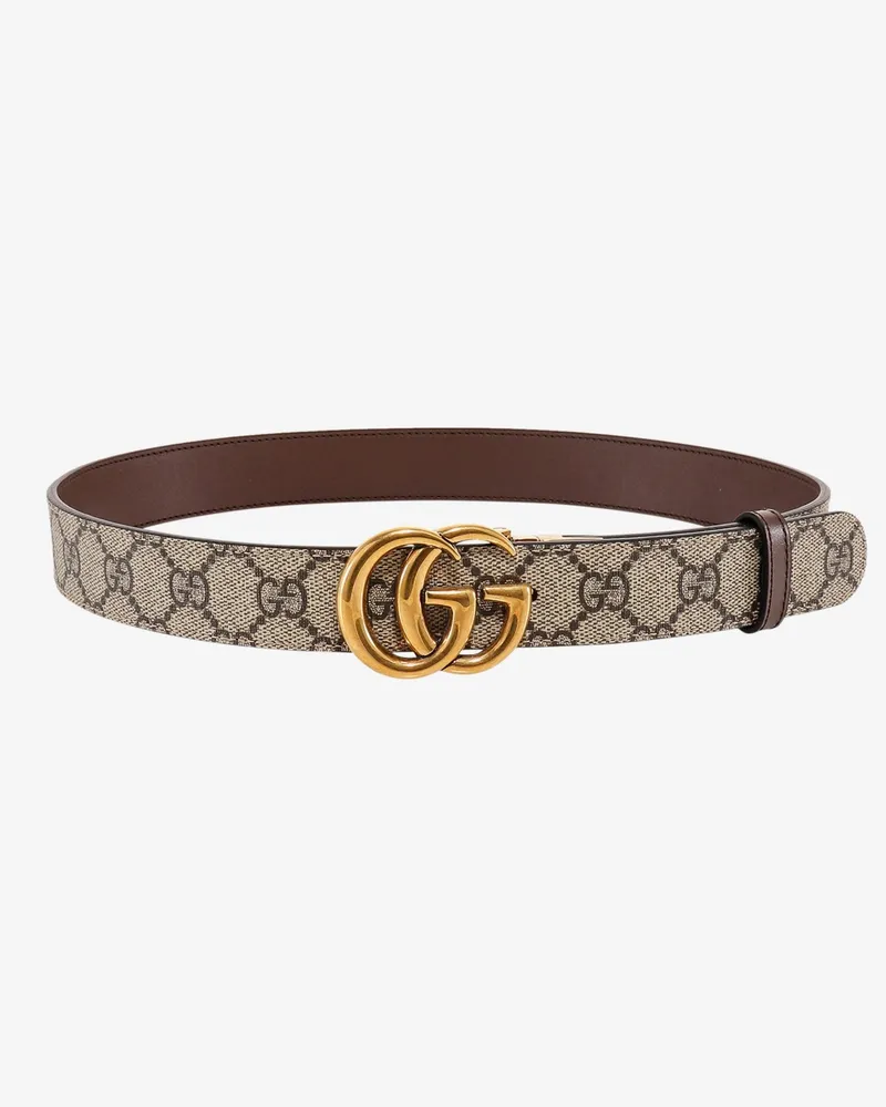 Gucci Leather and GG Supreme fabric GG belt -  - gender_Woman Beige