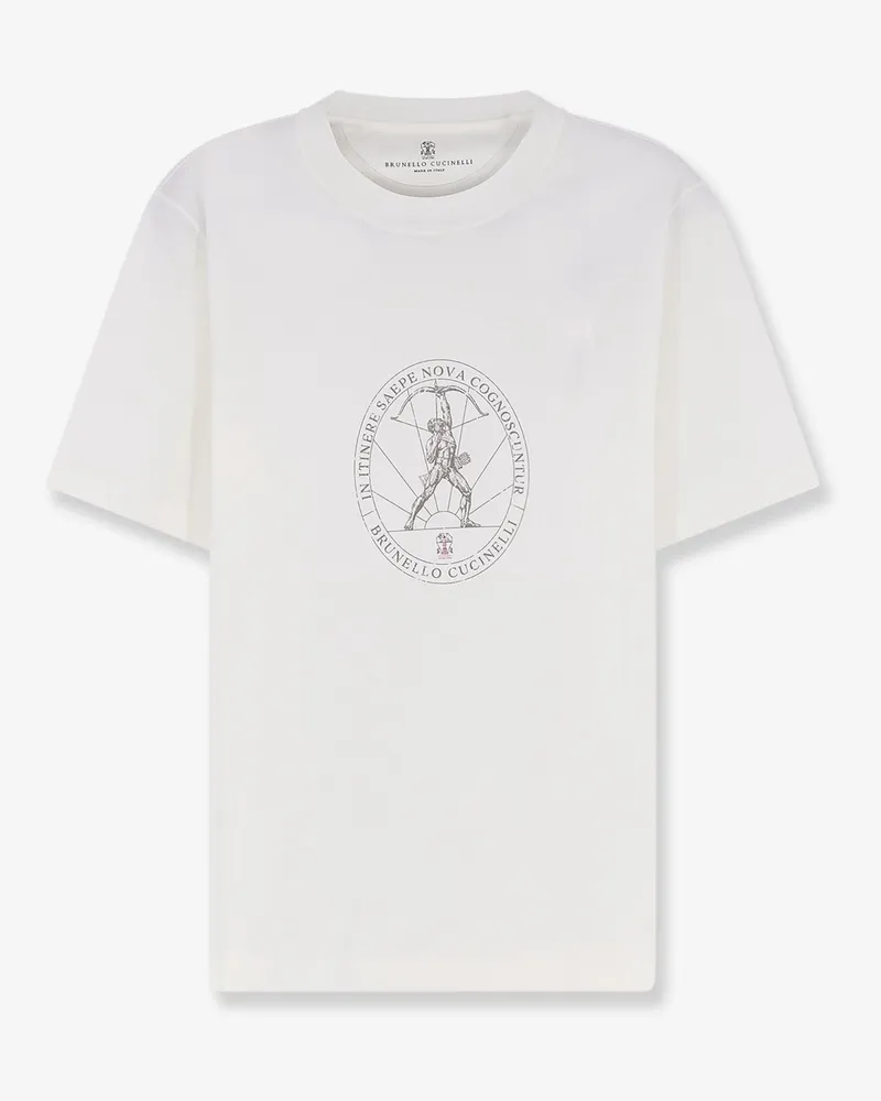 Brunello Cucinelli Cotton T-shirt with print on the front -  - gender_Man White