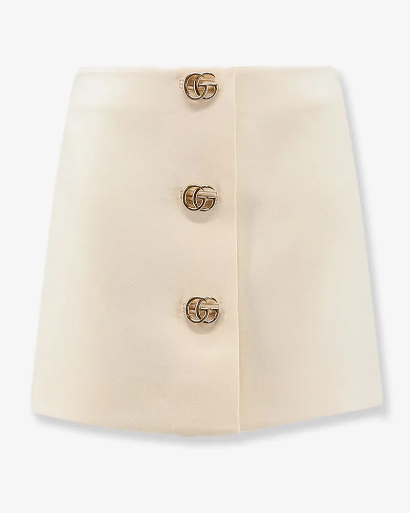 Gucci Wool crêpe skirt with Double G button -  - gender_Woman White