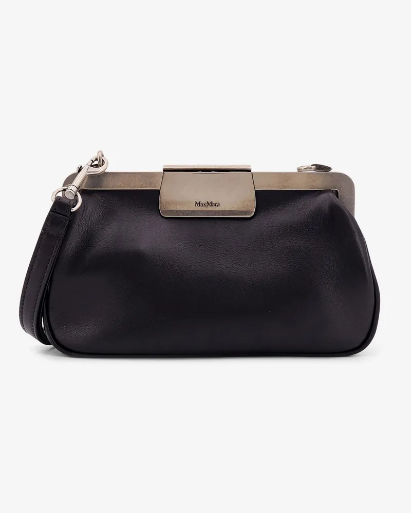 Max Mara Leather clutch with metal logoed detail -  - gender_Woman Black