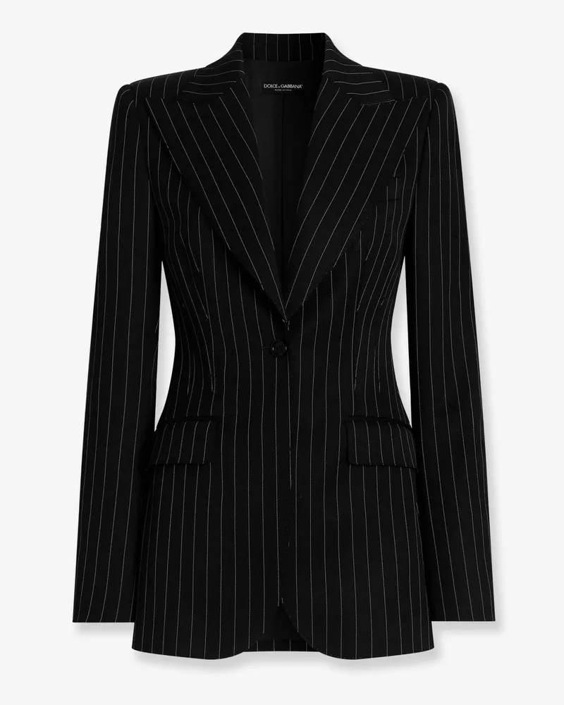 Dolce & Gabbana Pinstriped stretch virgin wool blazer -  - gender_Woman Black