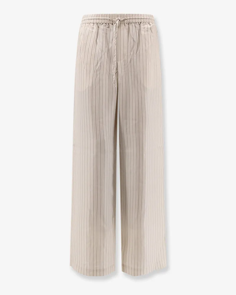 Róhe Silk striped trousers -  - gender_Woman Beige