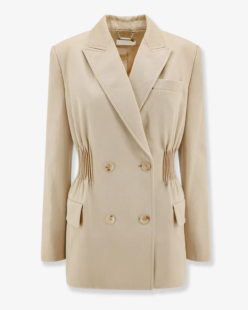 Chloé Virgin wool blazer with pleated detail -  - gender_Woman Beige