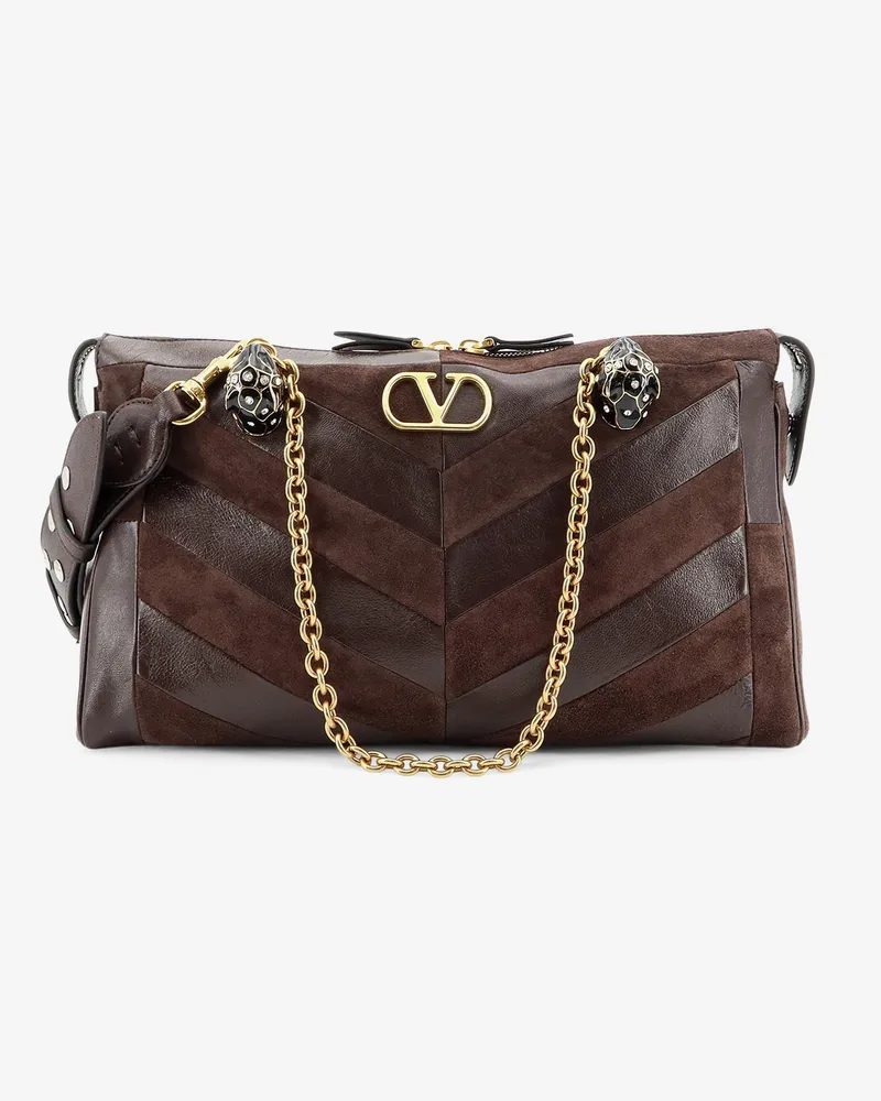 Valentino Garavani Panthea suede and leather shoulder bag -  - gender_Woman Brown