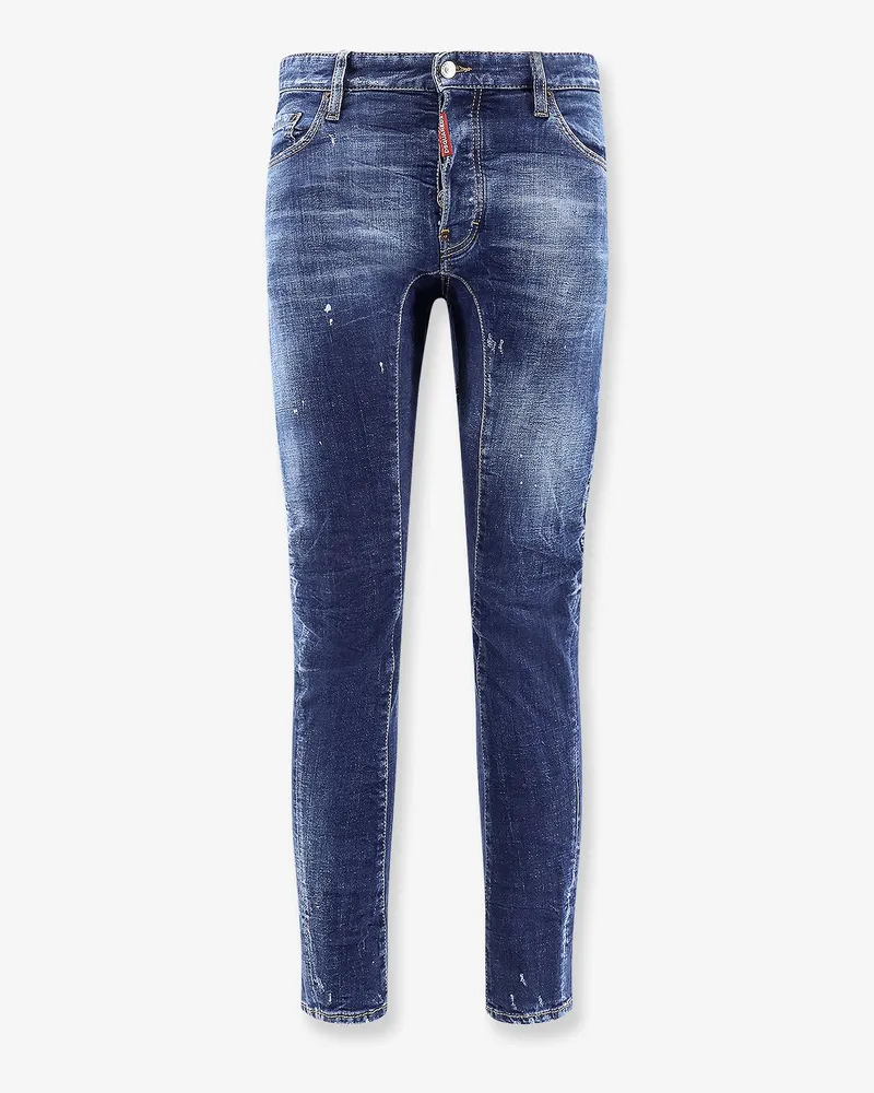 Dsquared2 Tidy Biker Jeans with leather maxi tag -  - gender_Man Blue