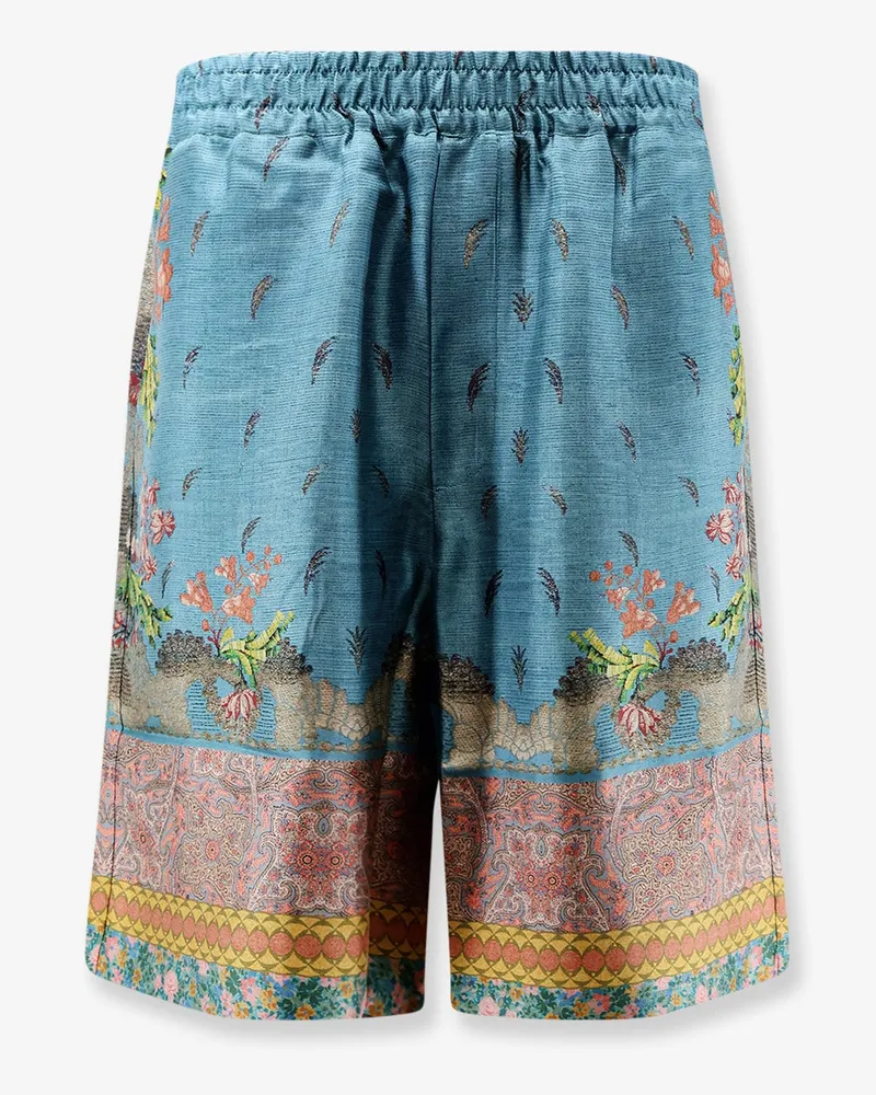 Pierre-Louis Mascia Silk bermuda shorts with floral print -  - gender_Woman Blue