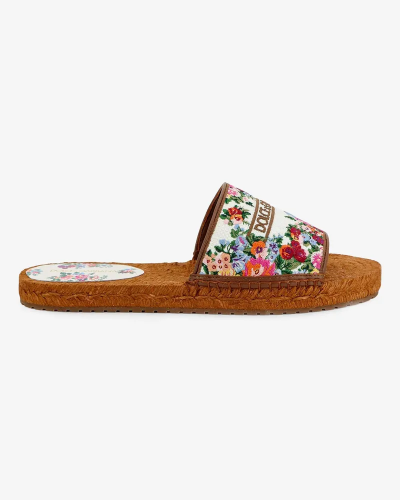 Dolce & Gabbana Canvas sandals with embroidered logo on the front -  - gender_Woman Beige