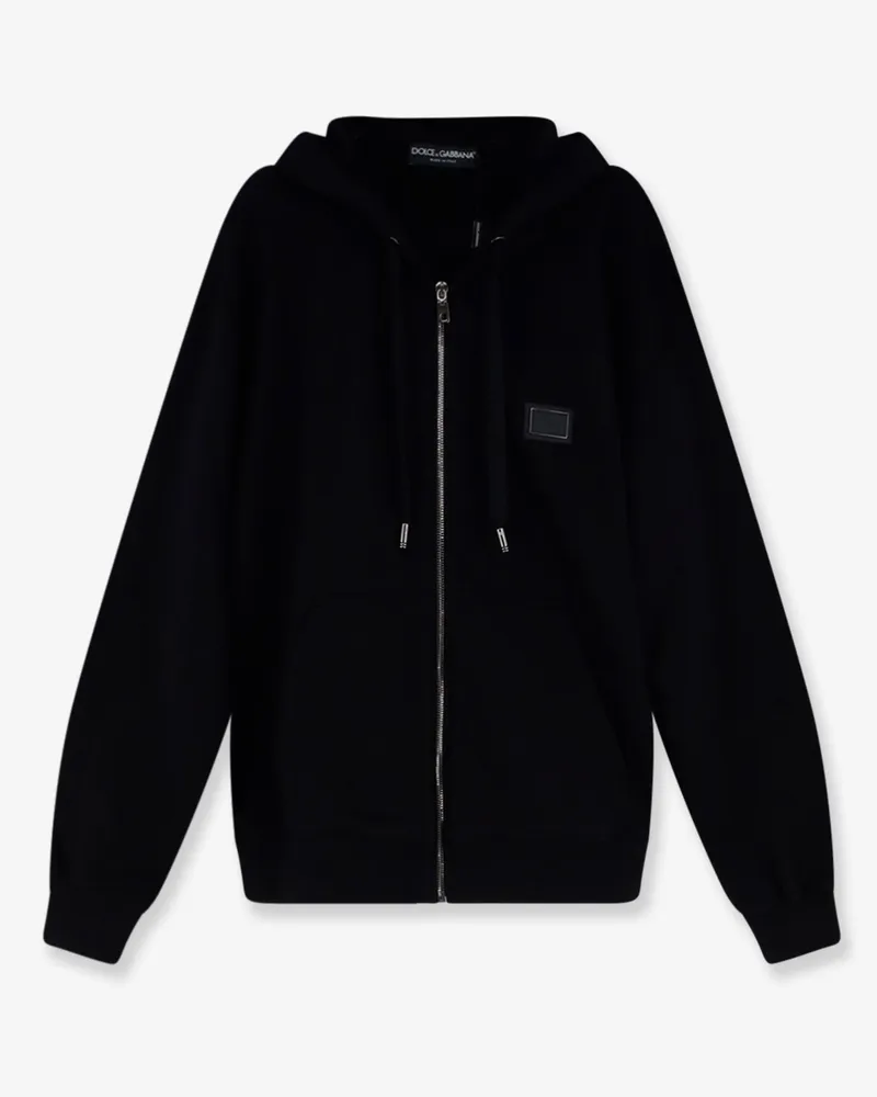 Dolce & Gabbana Cotton sweatshirt with metal logo patch -  - gender_Man Black