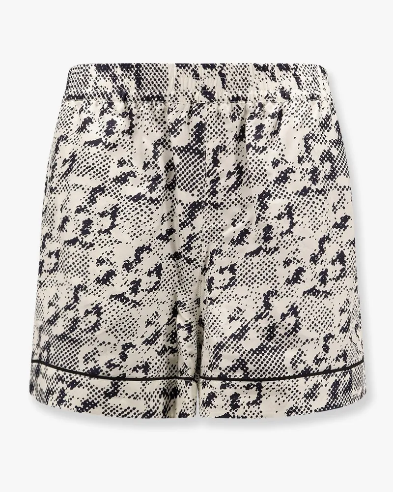 Tory Burch Silk shorts with pixelated logo print -  - gender_Woman Beige