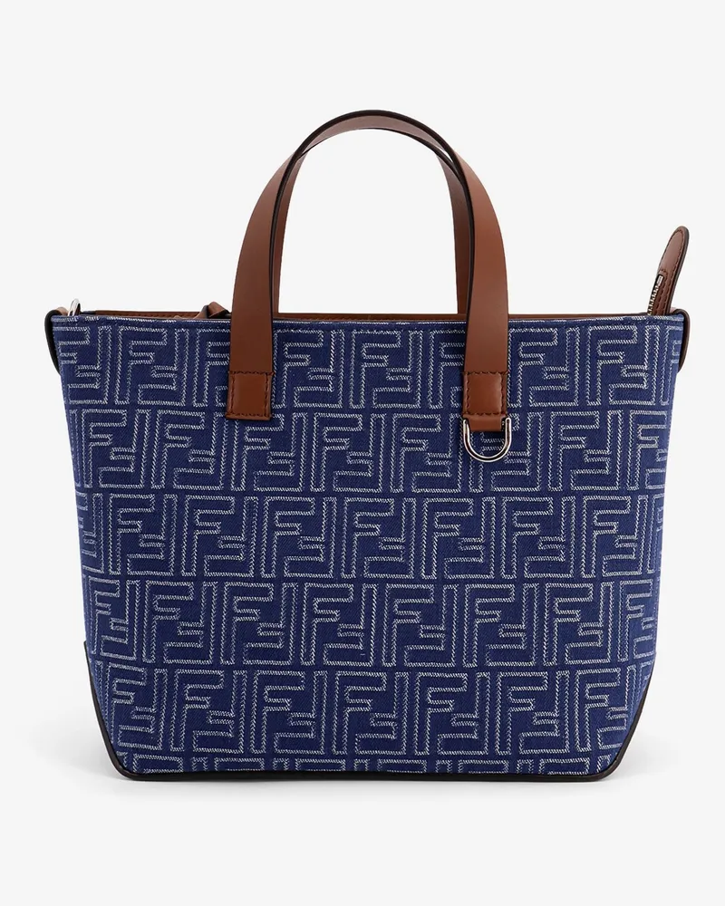 Fendi FF jacquard fabric and leather shopping bag -  - gender_Man Blue