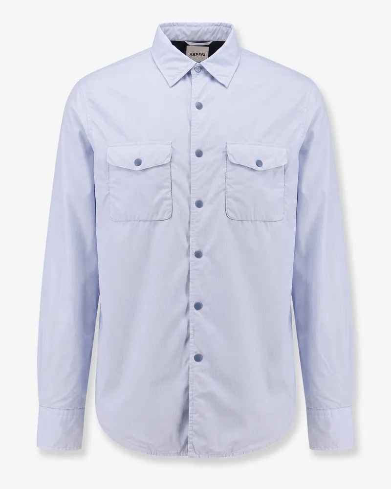ASPESI x Nugnes Comfortemp "13 Più" shirt with Reggie print detail - ASPESI - gender_Man Blue