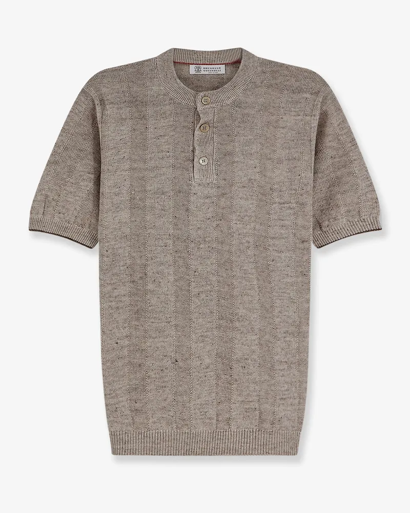 Brunello Cucinelli Linen and cotton blend sweater -  - gender_Man Beige