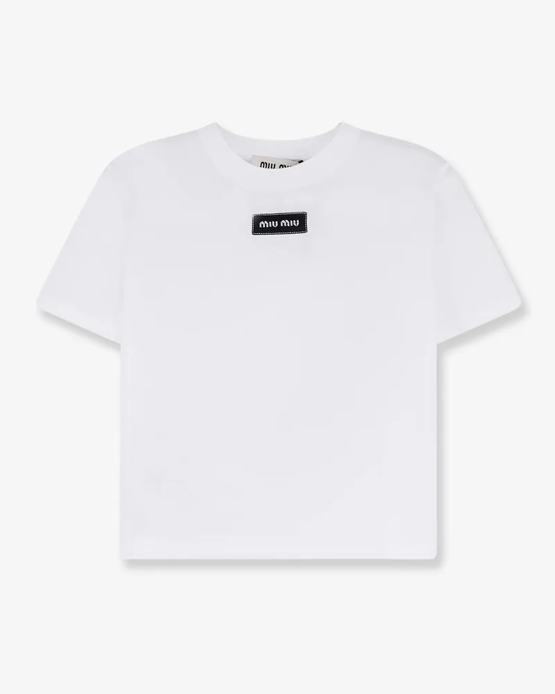 Miu Miu Cotton T-shirt with embroidered logo on the front -  - gender_Woman White
