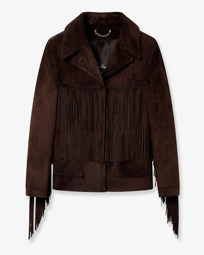 Golden Goose Linda Journey waxed suede jacket with fringes -  - gender_Woman Brown