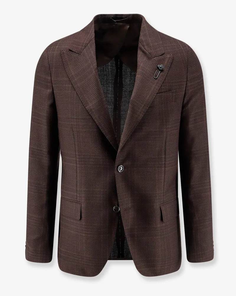 LARDINI Wool blazer with Prince of Wales motif -  - gender_Man Brown