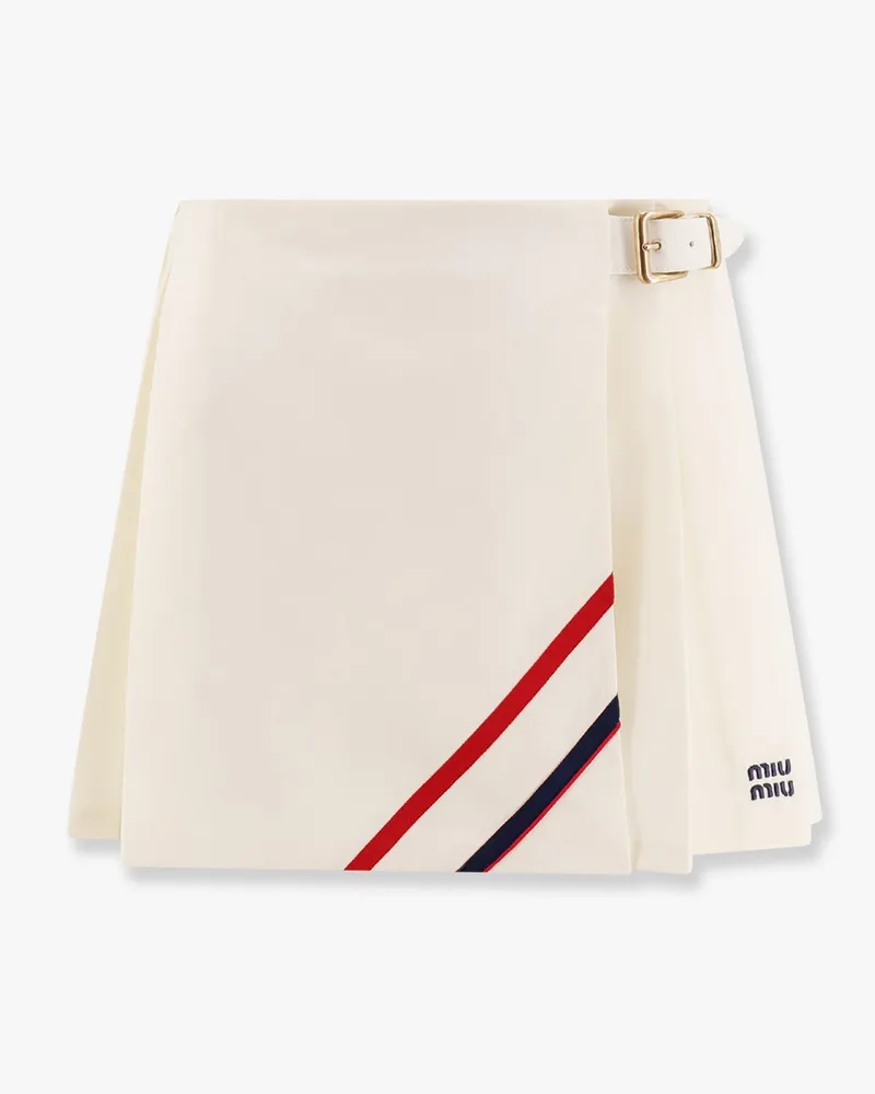 Miu Miu Plissé wool and mohair skirt -  - gender_Woman White