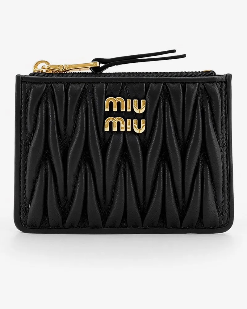 Miu Miu Quilted leather card holder -  - gender_Woman Black