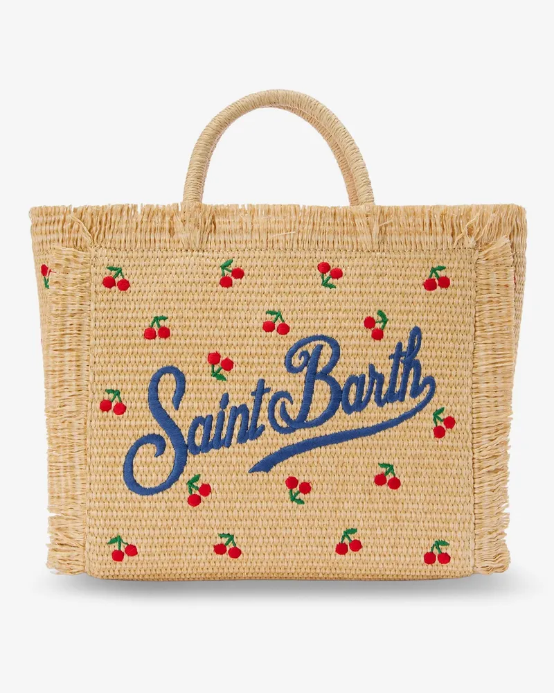 MC2 Saint Barth Colette raffia handbag with embroidered logo on the front -  - gender_Woman Beige