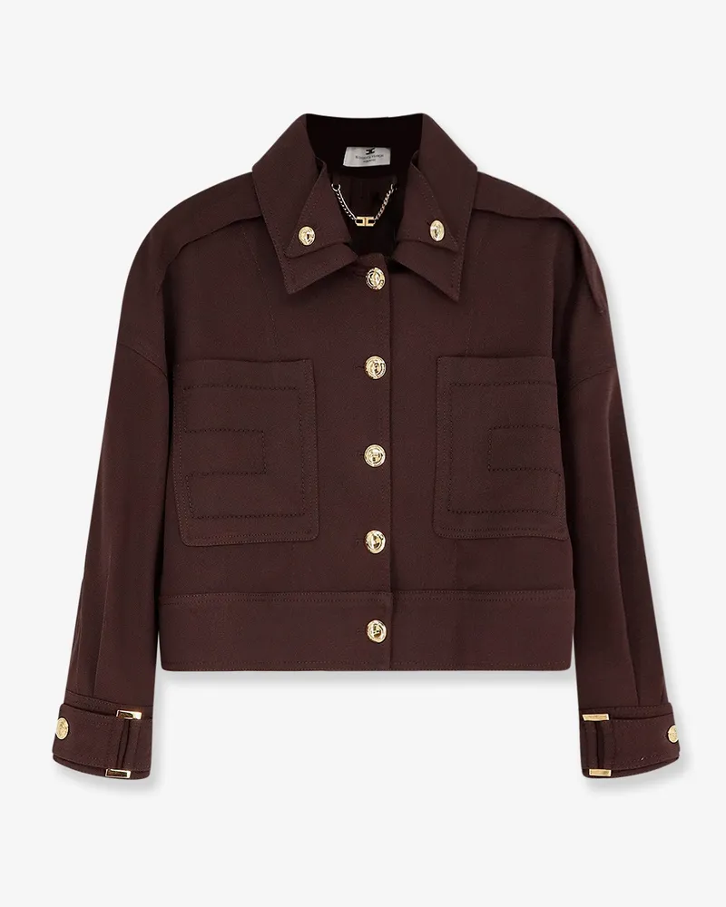Elisabetta Franchi Cropped viscose jacket -  - gender_Woman Brown