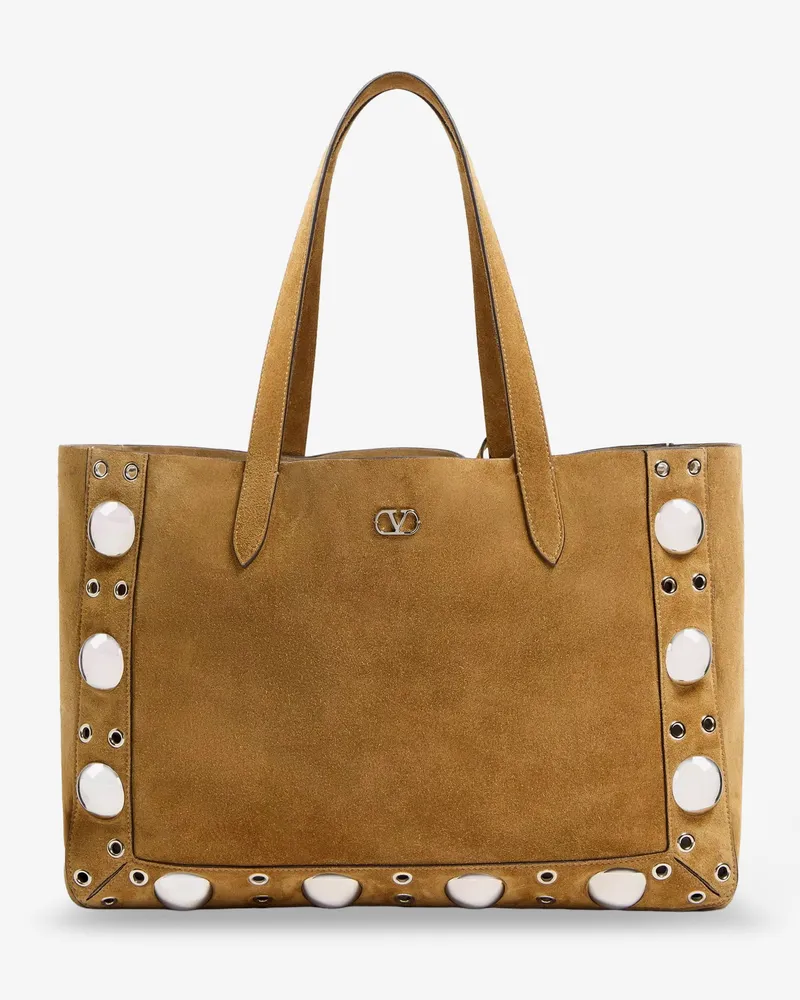 Valentino Garavani Suede shopping bag with metal logo -  - gender_Man Brown