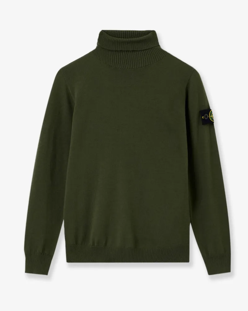 Stone Island Certified virgin wool turtleneck sweater -  - gender_Man Green