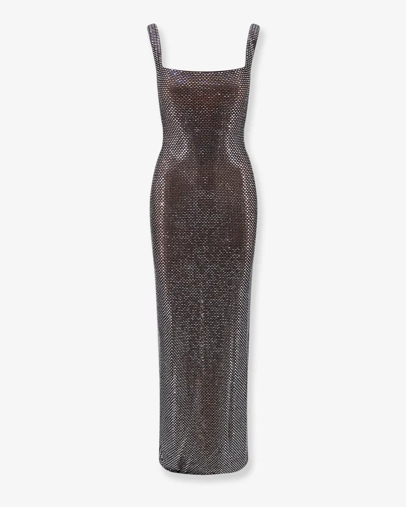 Self-Portrait Long dress with all-over rhinestones -  - gender_Woman Silver