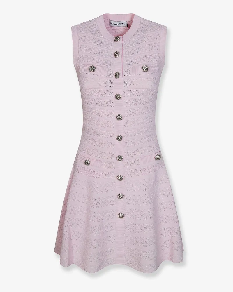 Self-Portrait Pointelle Diamante Knit dress -  - gender_Woman Pink