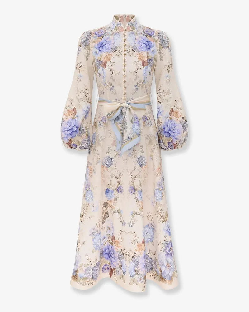 Zimmermann Clash linen midi dress with floral print -  - gender_Woman White