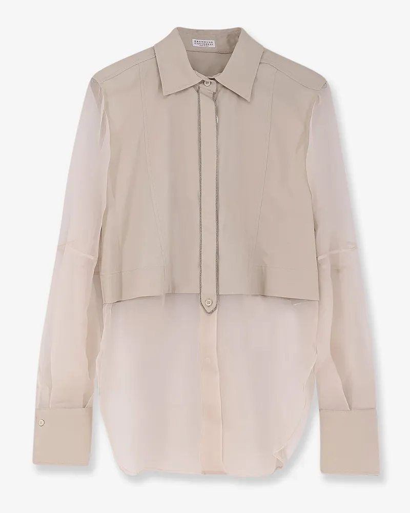 Brunello Cucinelli Cotton blend shirt with Monili detail -  - gender_Woman Beige