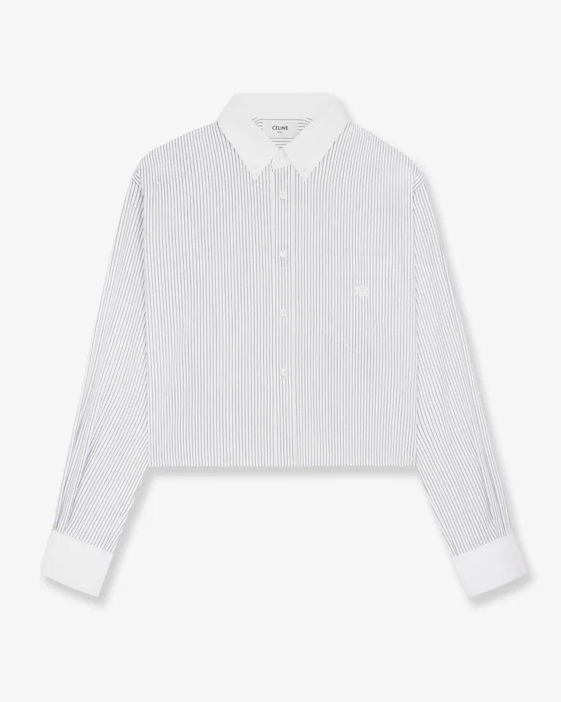 Celine Cropped cotton shirt with striped motif -  - gender_Woman White