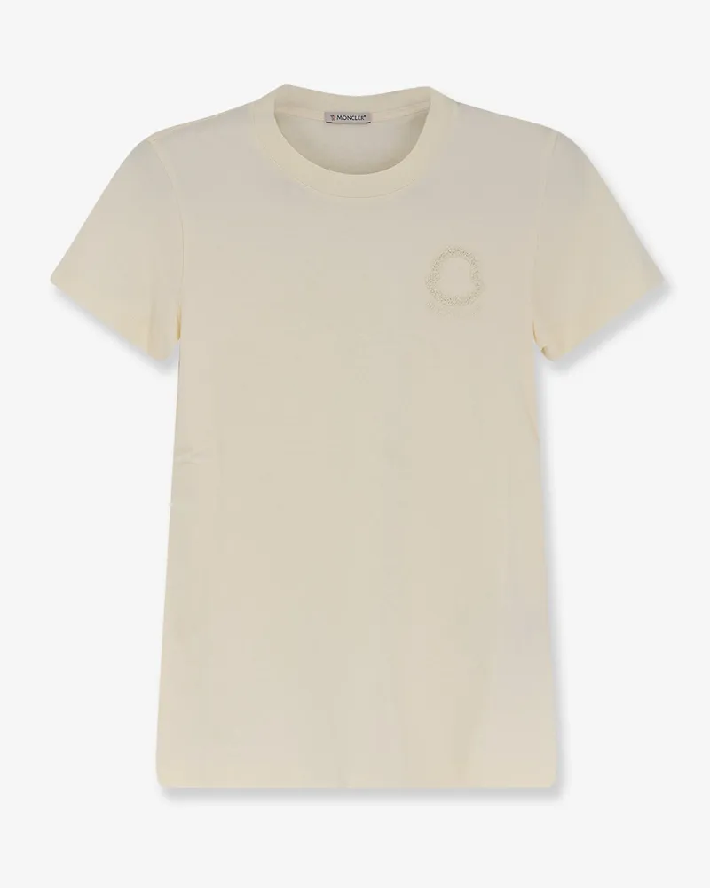 Moncler Cotton T-shirt with flocked logo on the front -  - gender_Woman Beige