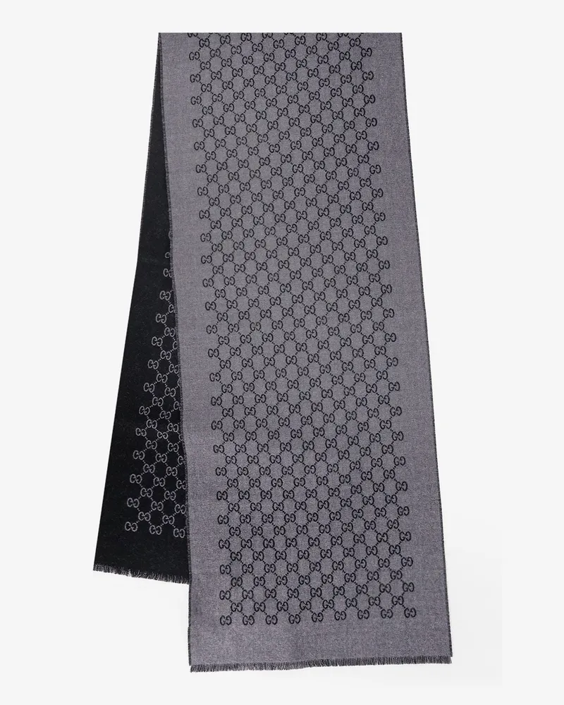 Gucci Double wool jacquard scarf with GG motif -  - gender_Man Grey