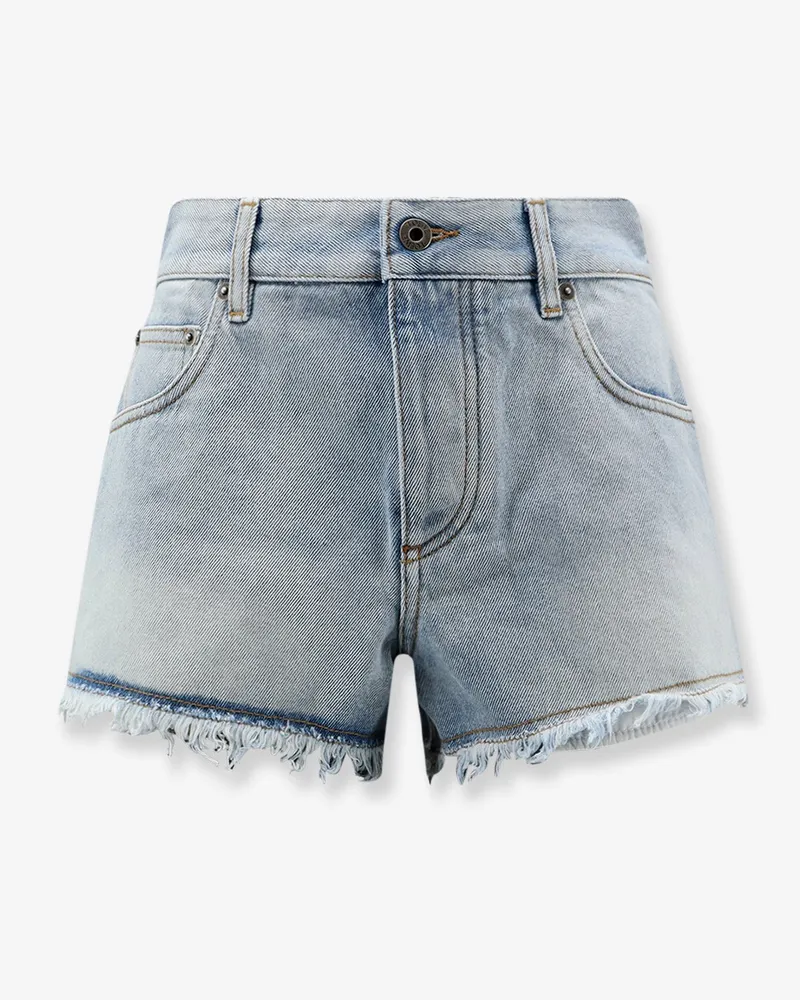 Loewe Paula's Ibiza-Blue denim bermuda shorts with frayed edges -  - gender_Woman Blue