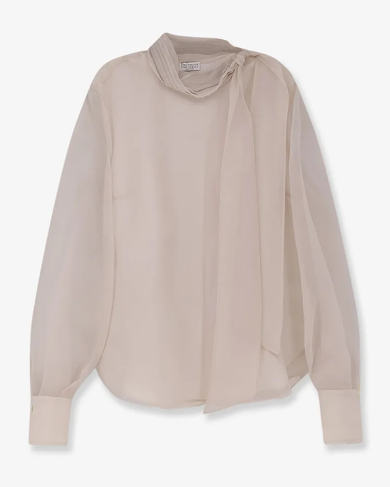 Brunello Cucinelli Silk organza shirt with Monili profile -  - gender_Woman Beige