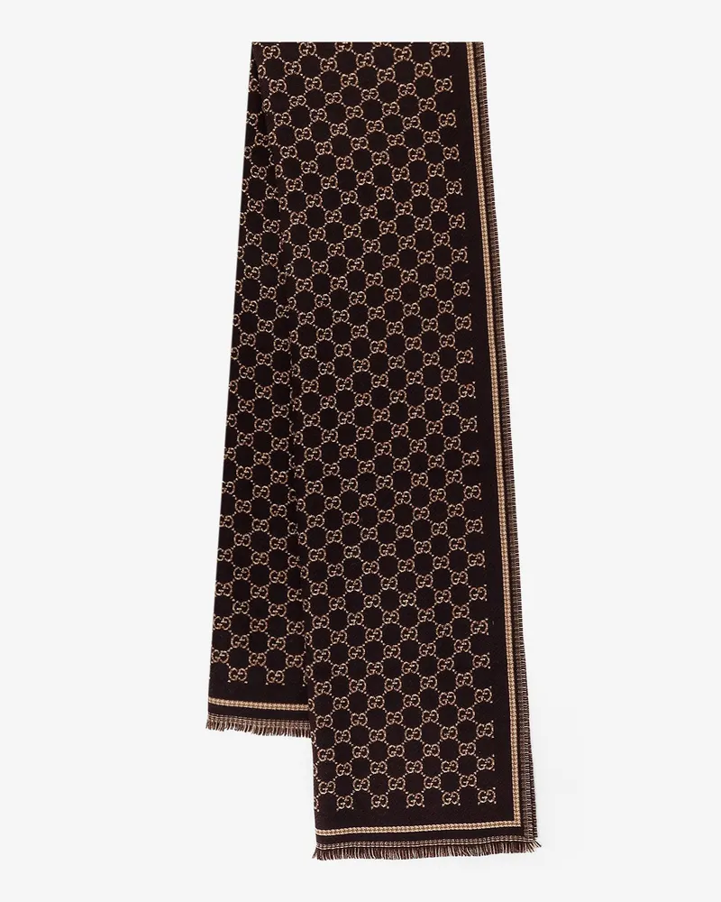 Gucci GG wool jacquard scarf -  - gender_Man Brown
