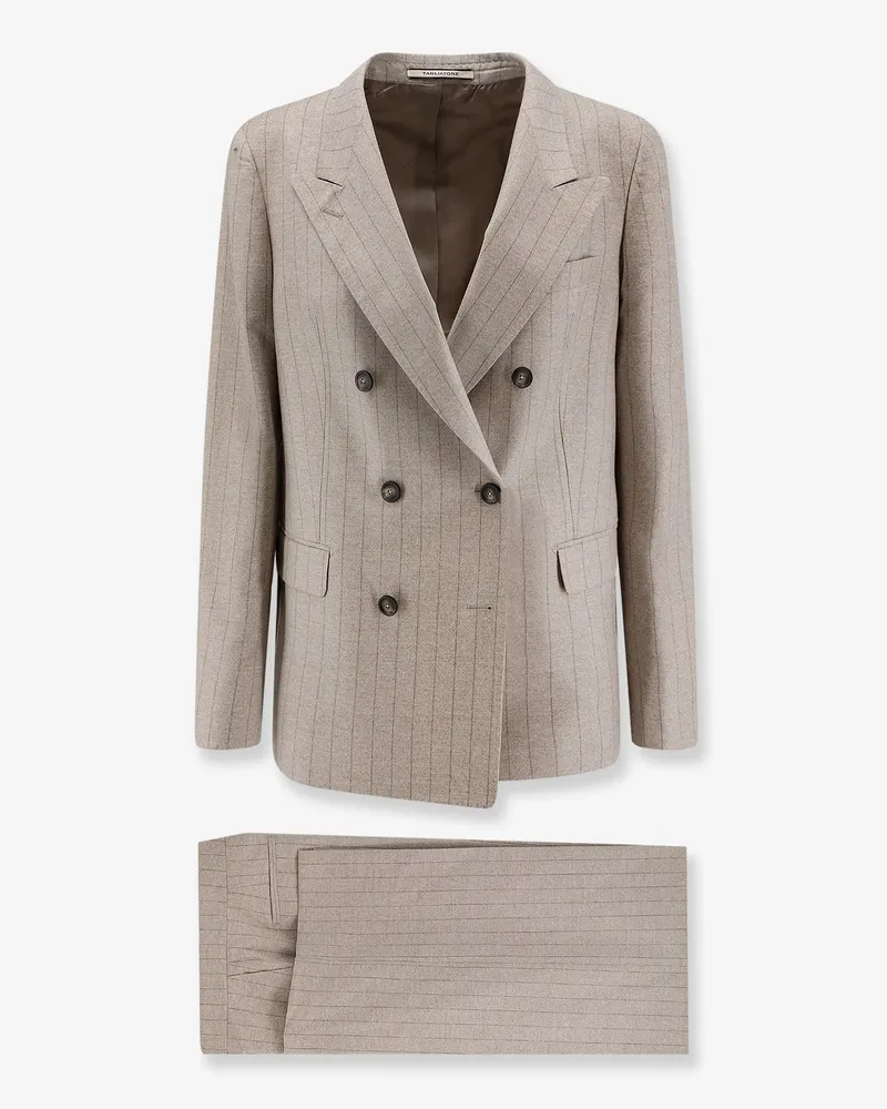 Tagliatore Parigi virgin wool suit with pinstriped pattern -  - gender_Woman Beige